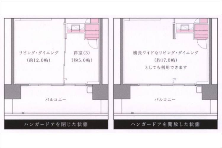 グランセンス吉川美南ステーションコートのハンガードア概念図