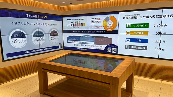 グランセンス吉川美南ステーションコートの店頭パネル＆デジタルサイネージ